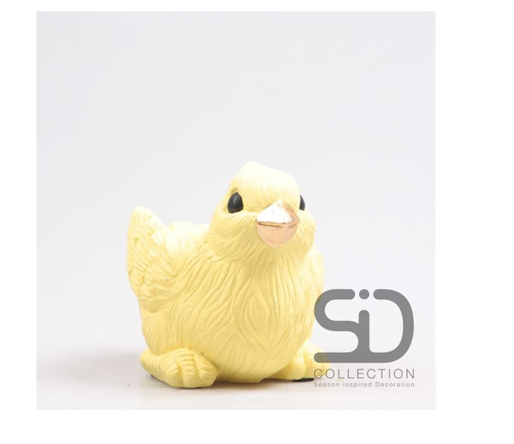 Season inspired decoration vogel met bakje 15x10x12cm geel