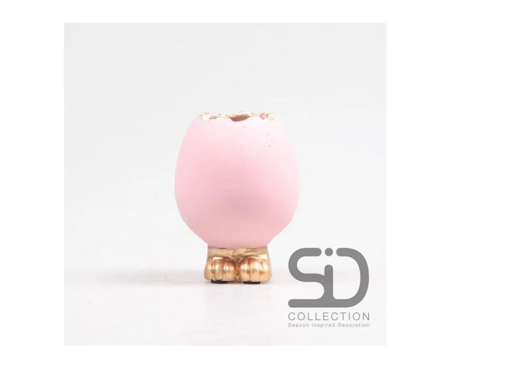Season inspired decoration vaas ei met voetjes 10x10x15cm roze
