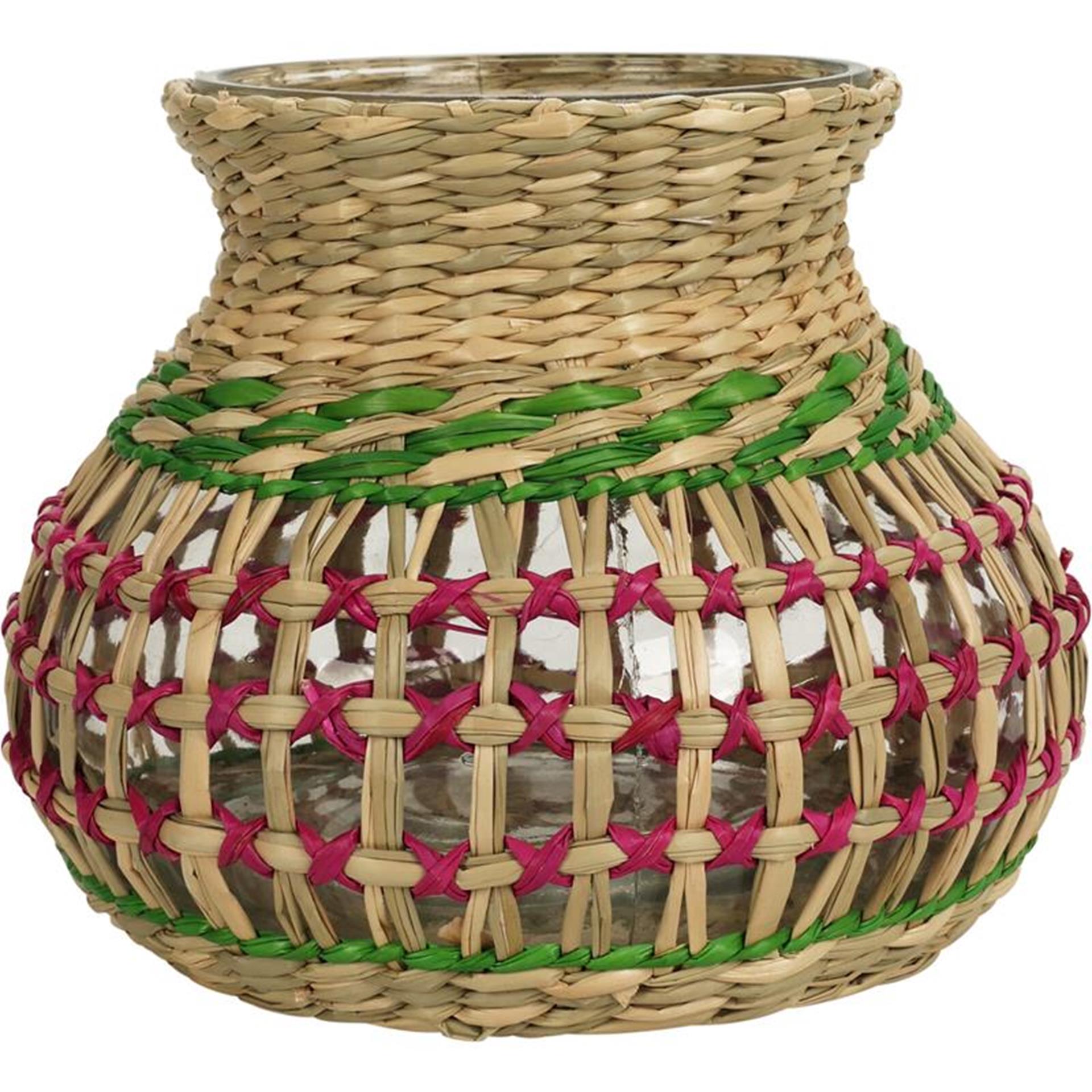 Cosydecor vaas windlicht met zeegras h15cm