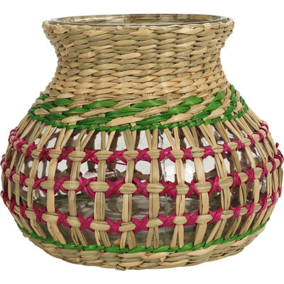 Cosydecor vaas windlicht met zeegras h15cm