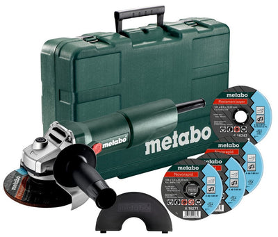 Metabo w 750-125 set | haakse slijper | 125 mm | 750 watt | 11500 min | in kunststof koffer + toebehoren - 603605680