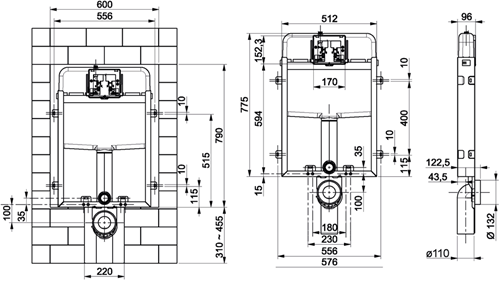 Cornat vorwand wc-inbouwreservoir 3-6l - wek2