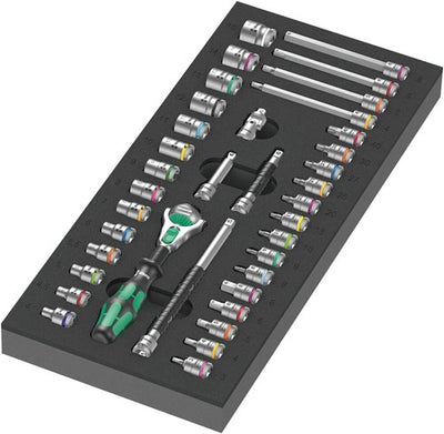Wera 9720 schuimrubberen inzetstuk met 8000 a zyklop ratel 1 4 set 1, 37-delig - 05150110001