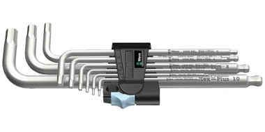 Wera inbussleutelset 3950 9 hex-plus stainless 1 (roestvrij staal, 9-delig, 1.5mm tot 10mm)