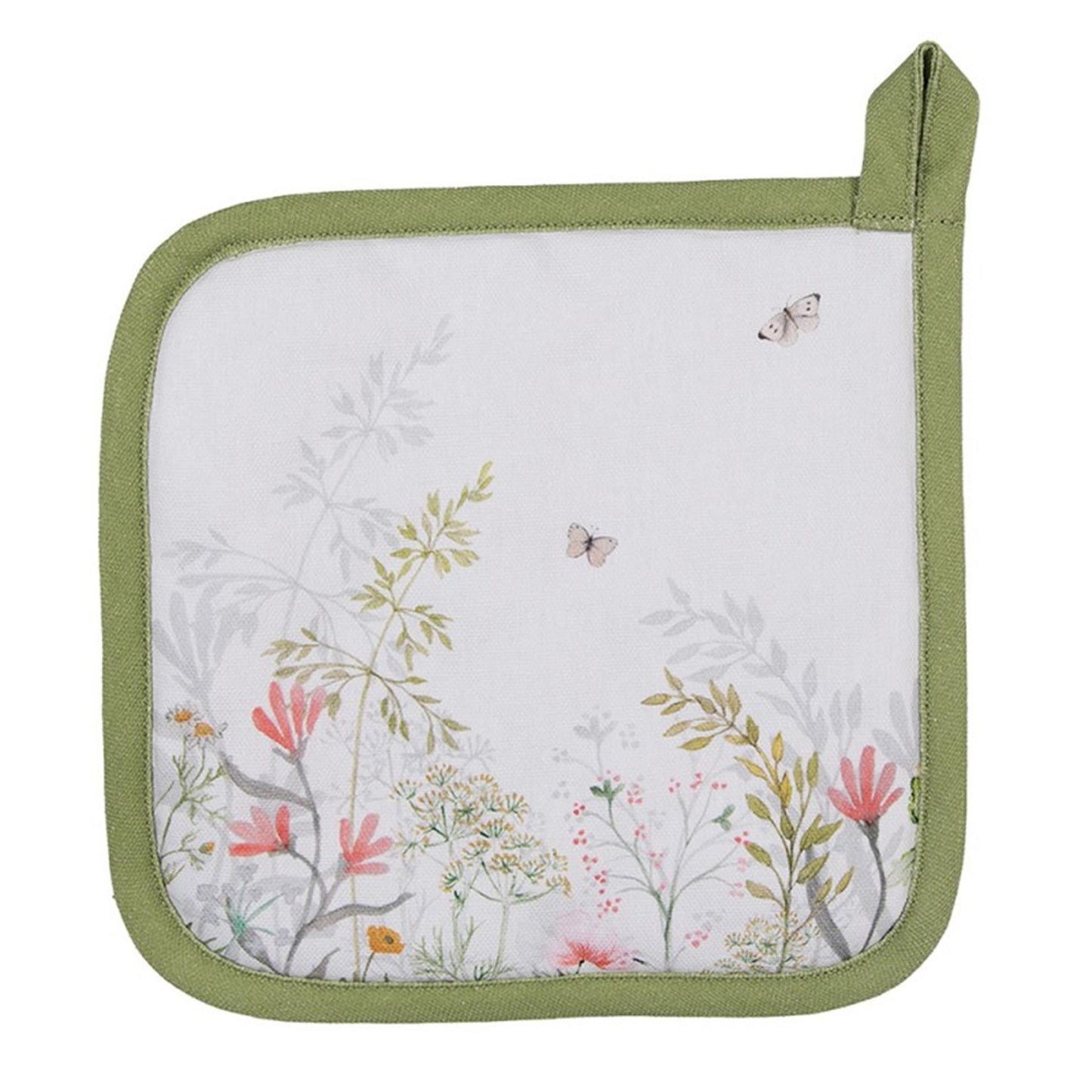 Clayre eef pannenlap bloemen wit groen 20x20cm