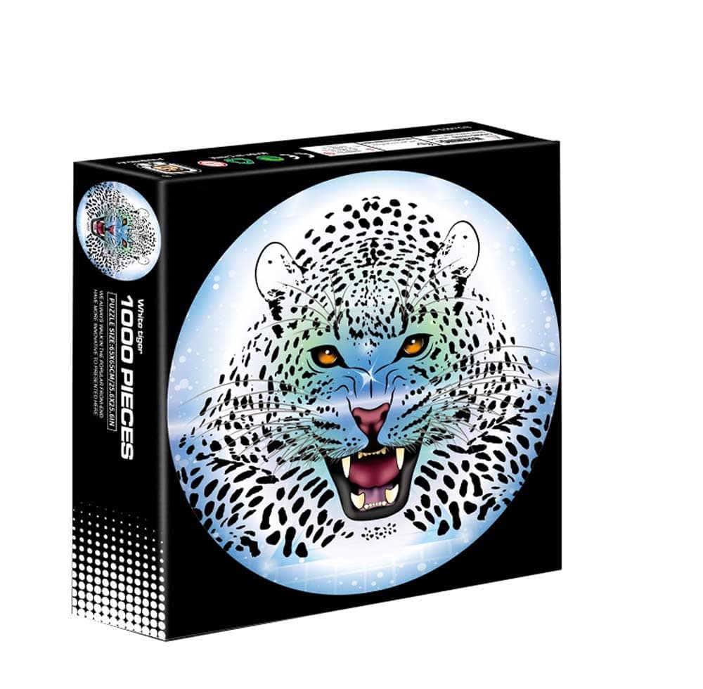 Intro puzzel rond - witte tijger - 1000 stukjes