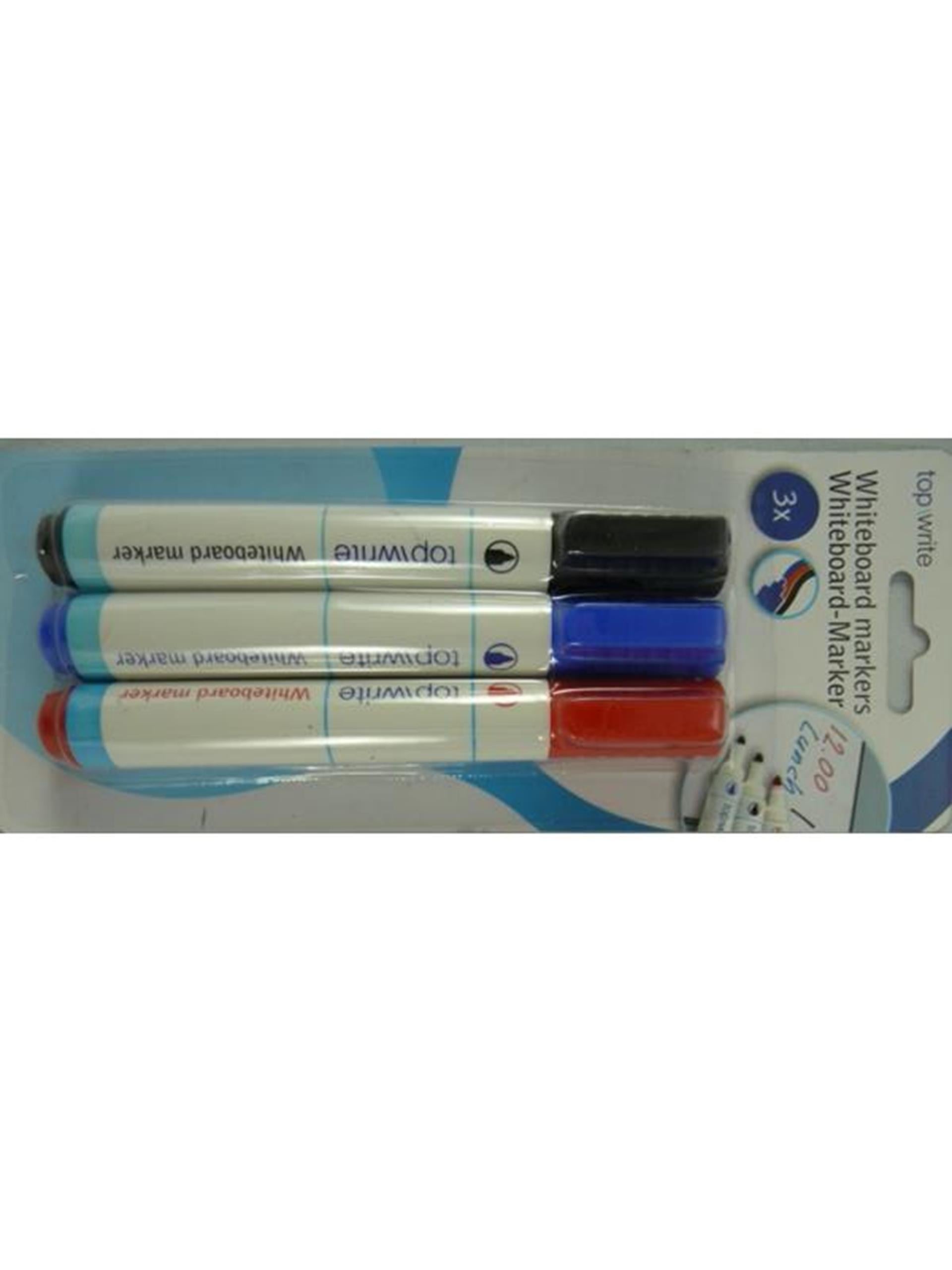 Topwrite whiteboardstift rood, blauw, zwart - 3st.