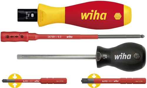 Wiha momentschroevendraaierset torquevario®-s electric | 0,8-5,0 nm | plusmin pozidriv | 5-delig | variabel instelbare momentbegrenzing - 38074 - 38074