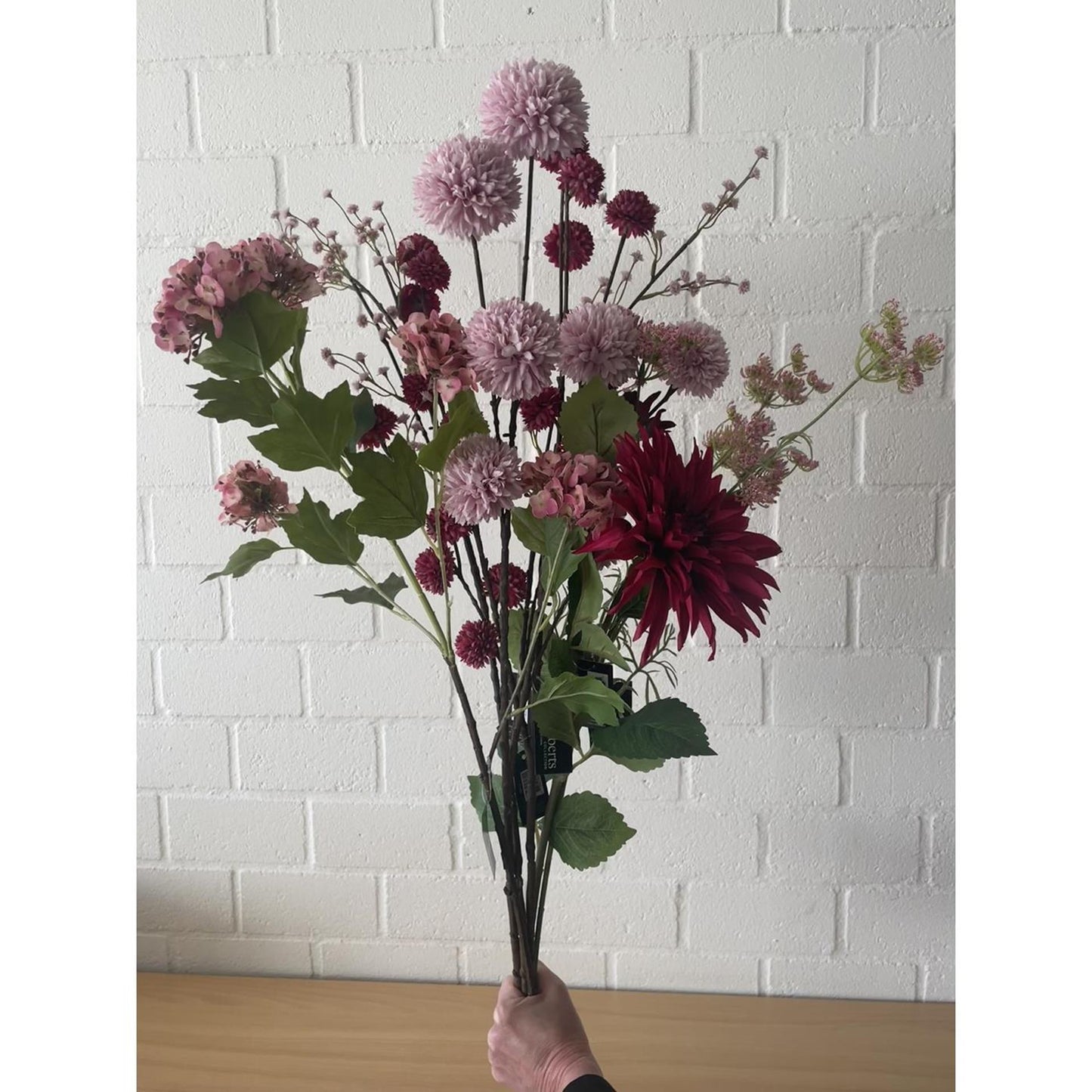 Roberts collection kunstbloem snowbal real touch 85cm mauve
