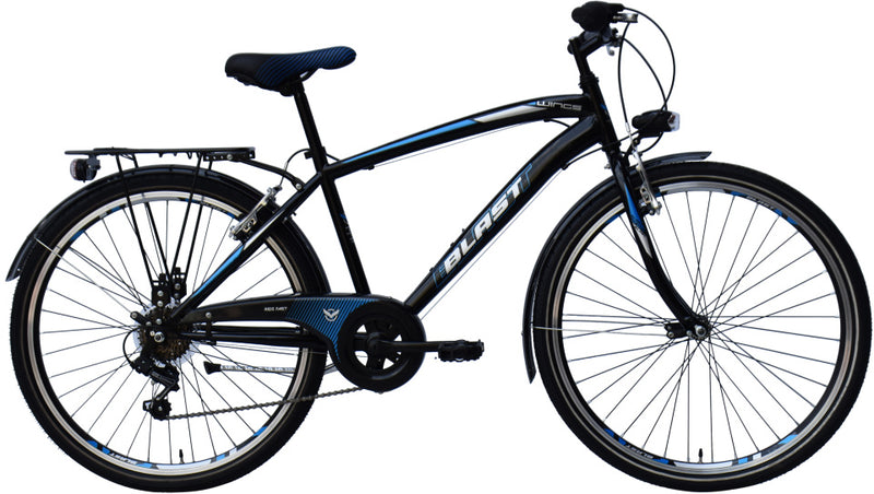 Wings blast 26 inch 41 cm jongens 6v v-brakes zwart blauw