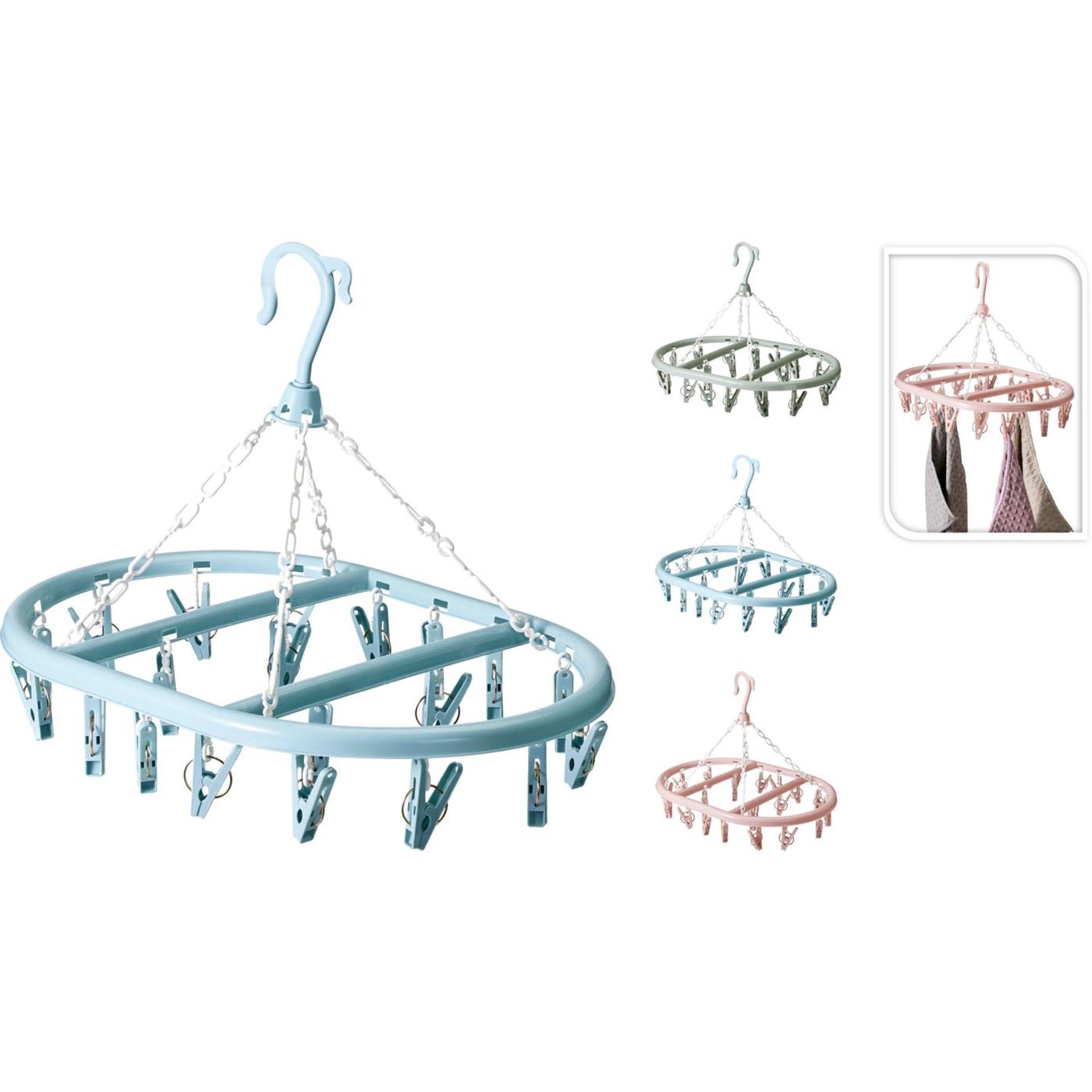 Ultra clean washanger met 20 knijpers 3 assorti