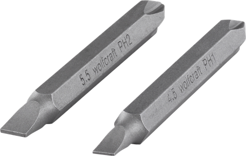 Wolfcraft dubbelbits | solid | ph sleuf | l65mm | 2 stuks - 2407000