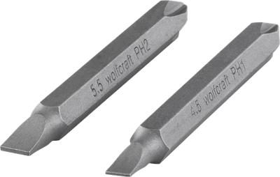Wolfcraft dubbelbits | solid | ph sleuf | l65mm | 2 stuks - 2407000