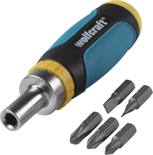 Wolfcraft mini-handschroevendraaier | ratelfunctie | set 6-delig | incl. 5 bits - 1237000