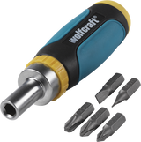 Wolfcraft - mini multi bit schroevendraaier met ratelfunctie - 1237000 - afbeelding 1