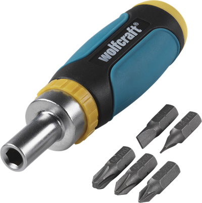 Wolfcraft mini-handschroevendraaier | ratelfunctie | set 6-delig | incl. 5 bits - 1237000