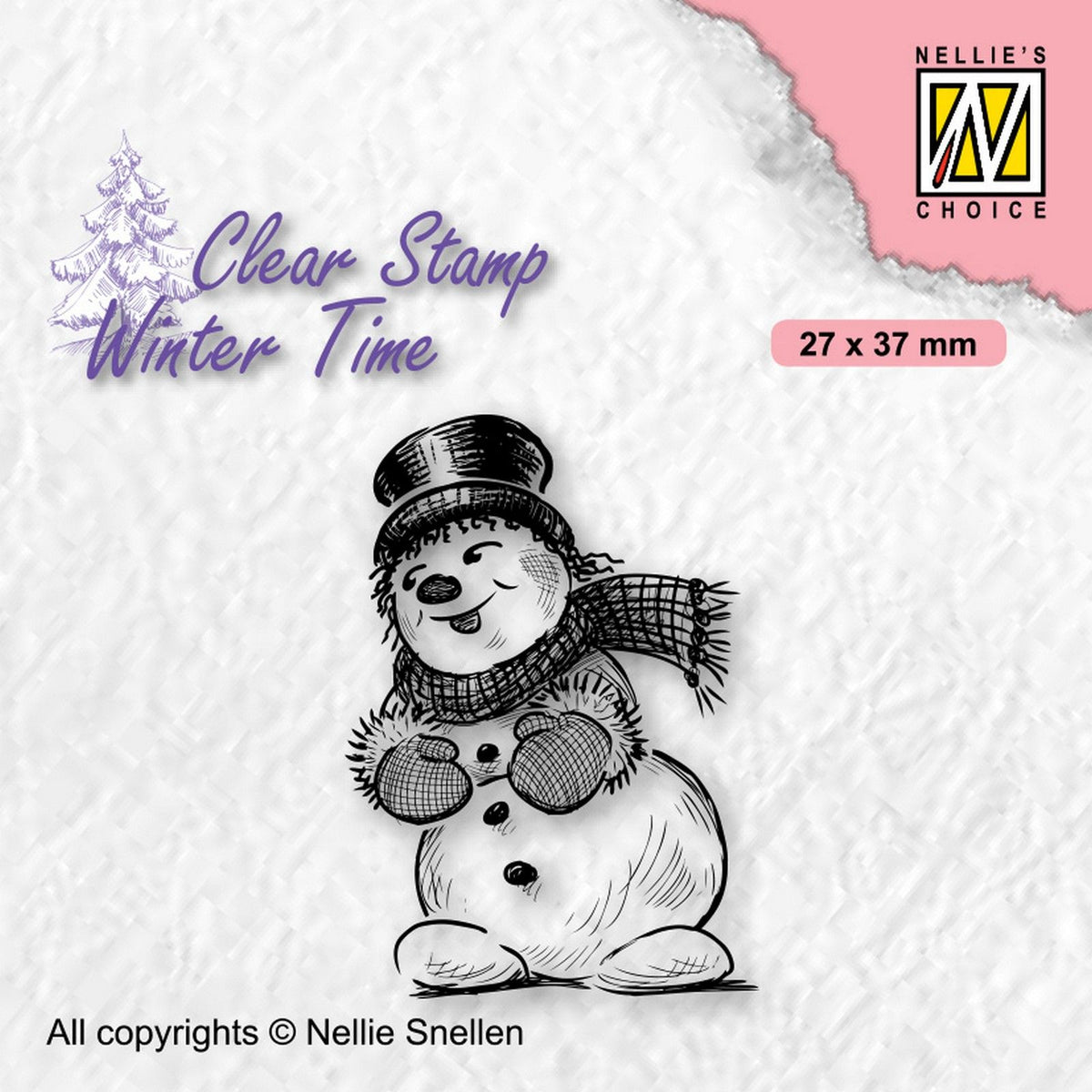 Nellie's choice • winter time clear stempels shy snowman with top hat