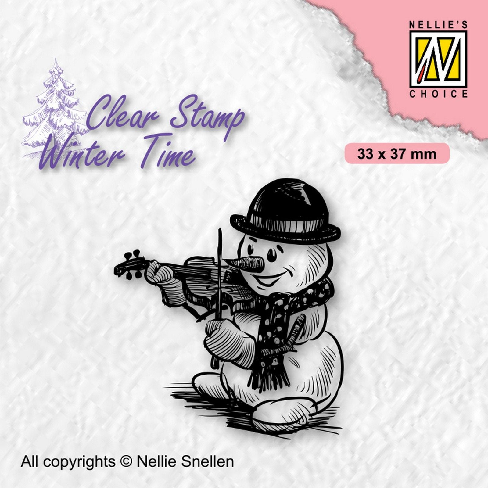 Nellie's choice • winter time clear stempels shy snowman-with violin