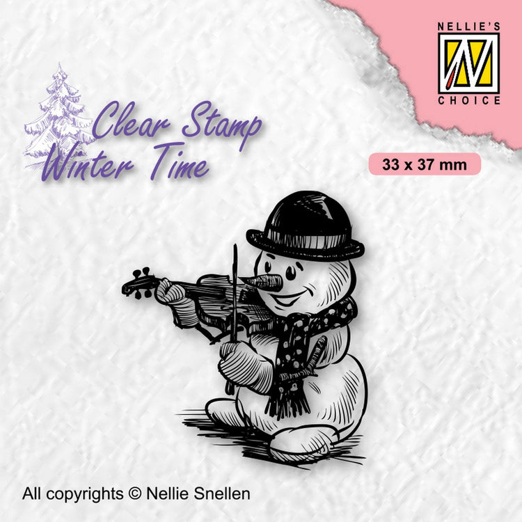 Nellie's choice • winter time clear stempels shy snowman-with violin