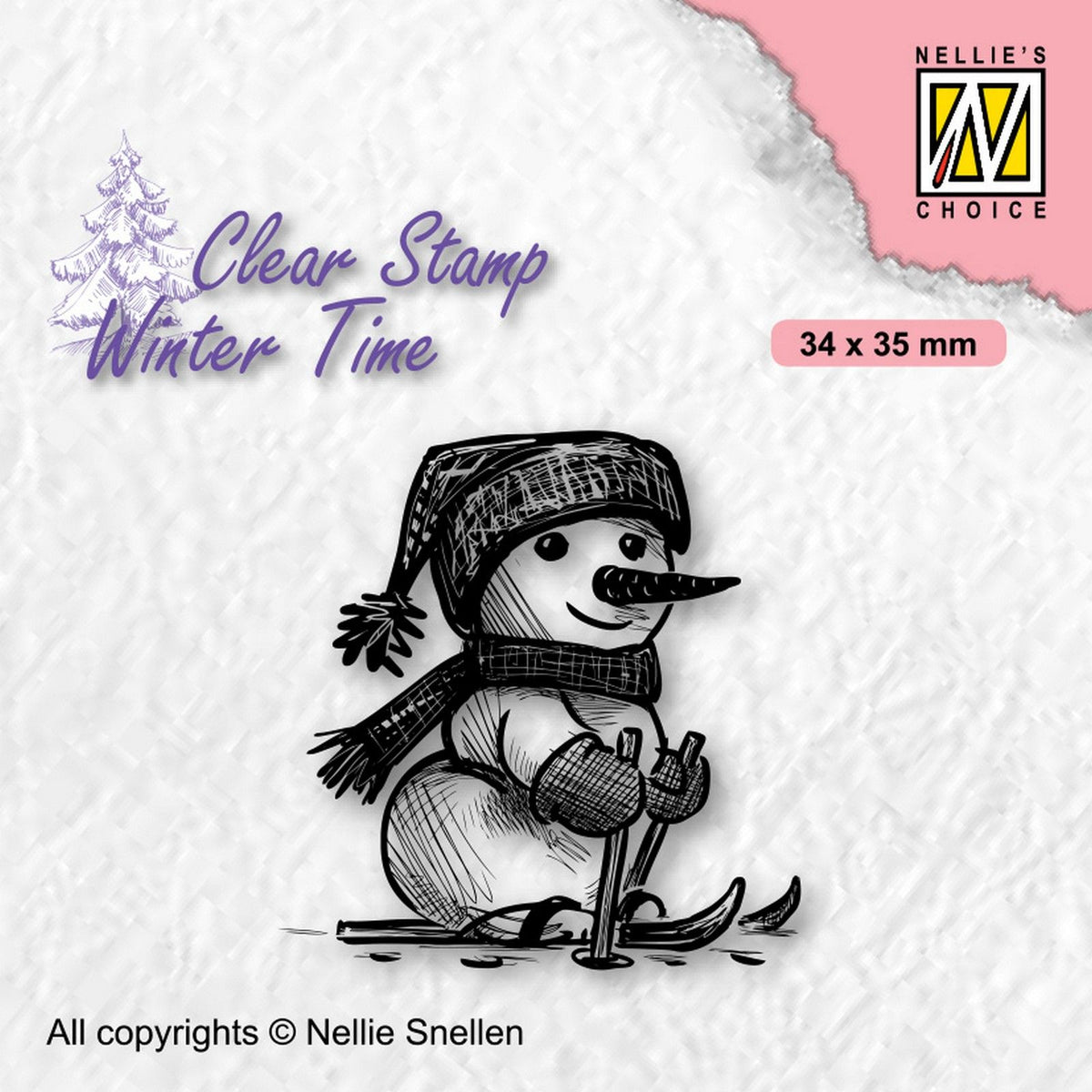 Nellie's choice • winter time clear stempels shy snowman skiïng snowman