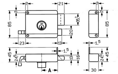 Yale 614-615 oplegslot | 1 toers met losse buitencilinder | dm 60mm | draairichting 2. - 7225109