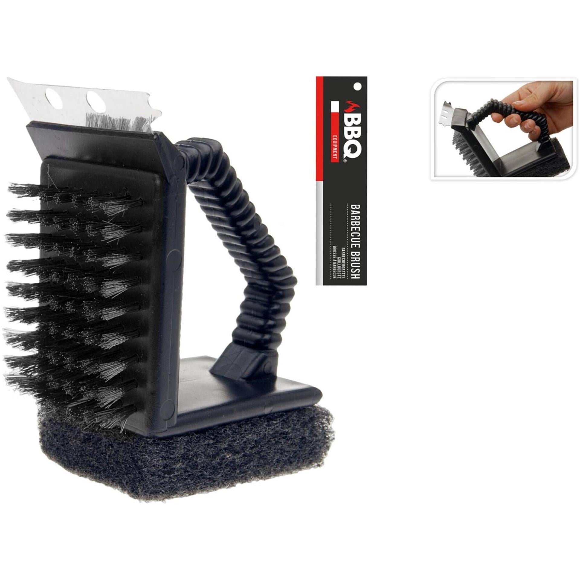 Bbq borstel 3 in 1 stalen haren
