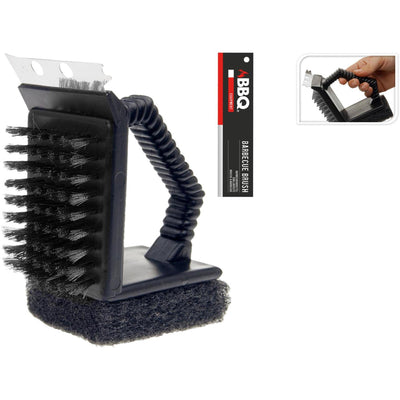 Bbq borstel 3 in 1 stalen haren