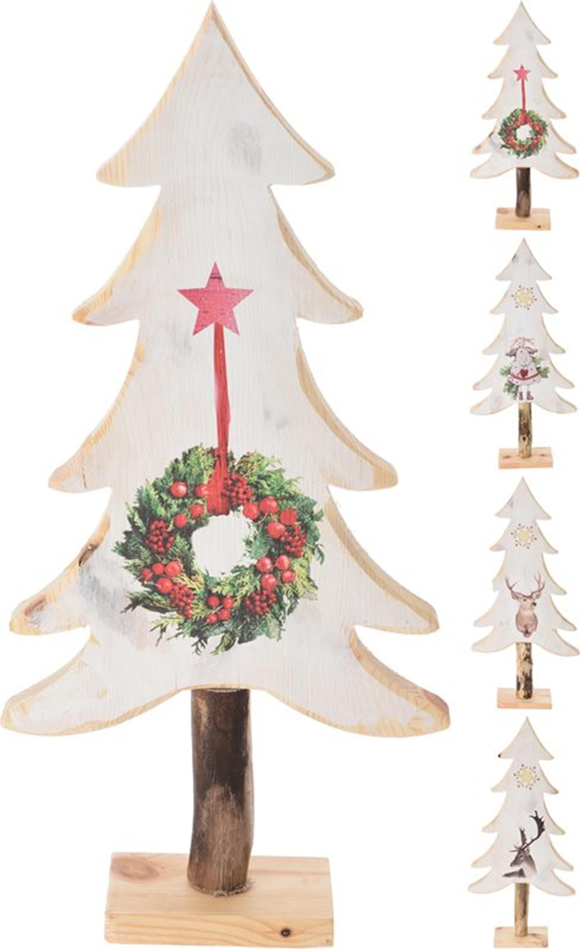 Home styling kerstboom met kerst print 40cm verkrijgbaar in 4 verschillende uitvoeringen