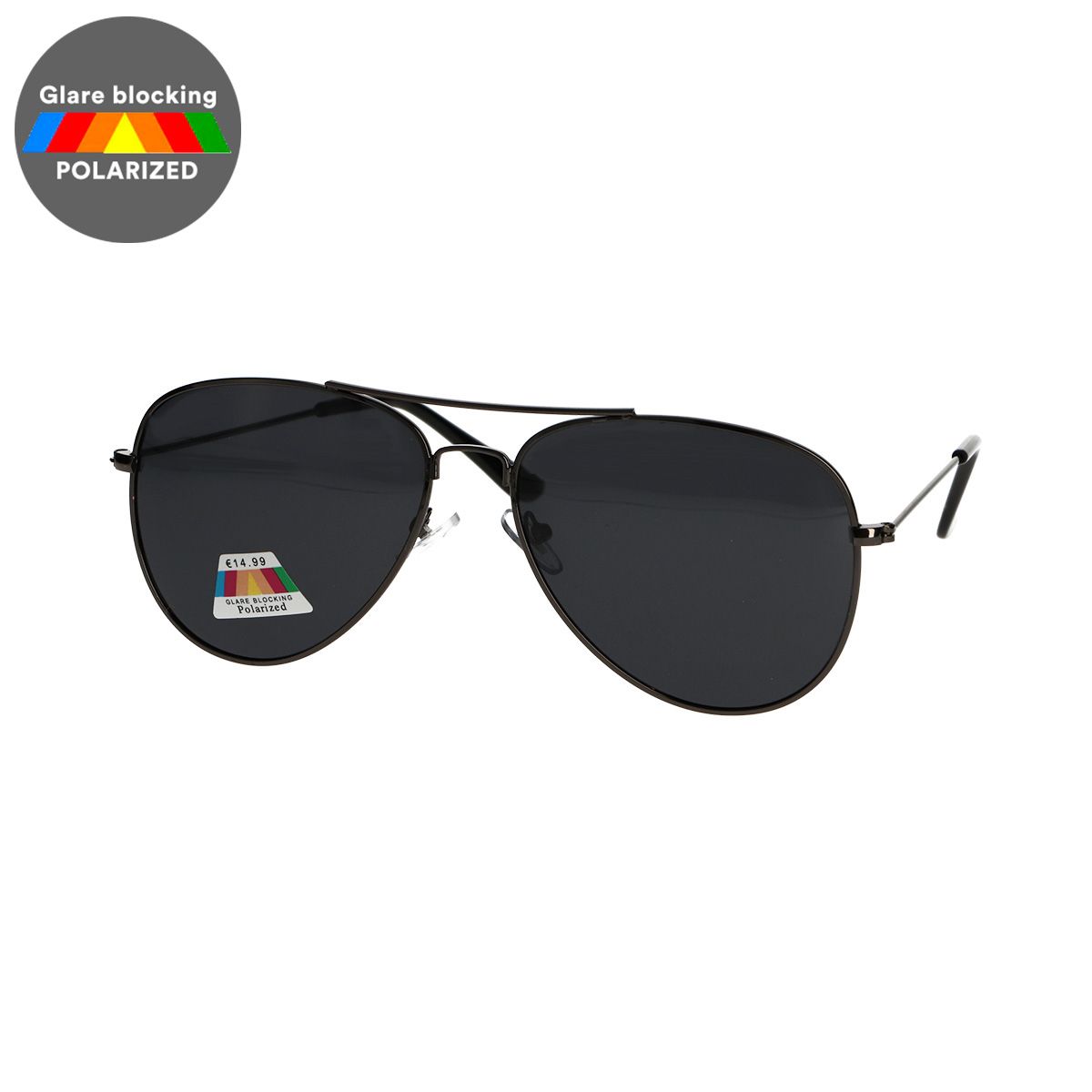 Spectrum polarized zonnebril piloot zwart grijs heren