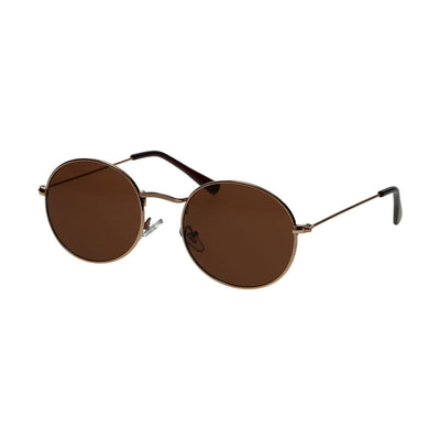 Spectrum zonnebril plat ovaal goud metaal bruin unisex