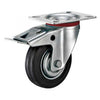 Tarsus zwenkwiel + rem 125 mm. zwart