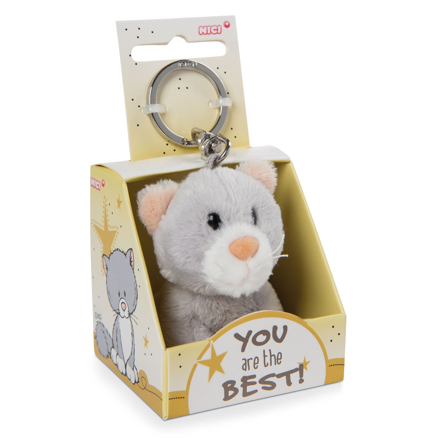 Nici Pluchen Sleutelhanger Kat You are the Best in Geschenkdoos, 6cm