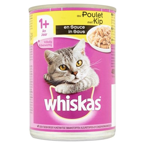 Whiskas Blik adult brokjes in saus kip