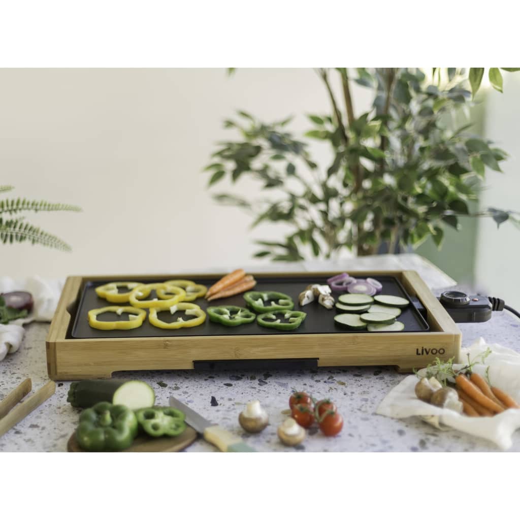 Livoo Livoo Grill 2200 W 58x30x6 cm bamboe houtkleurig