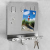 HI HI Memobord met sleutelhouders 28,5x25x8 cm zilverkleurig