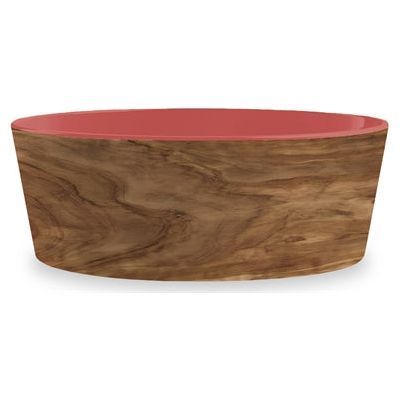 Tarhong Voerbak hond olive melamine houtprint sienna roze