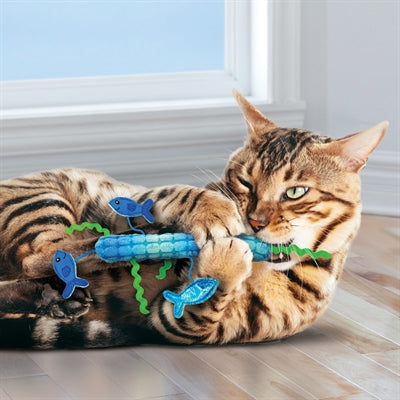 Kong Kickeroo stickeroo met kreukgeluid en catnip blauw