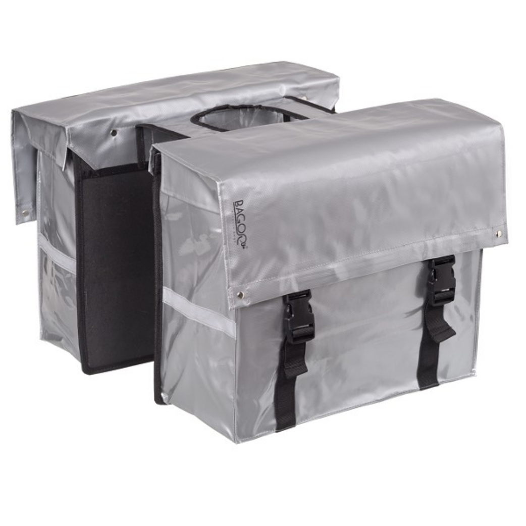 Bagoo Tas L Bisonyl dubbel zilver afmeting: (2x) 40x34x17cm. totaal inhoud 46L