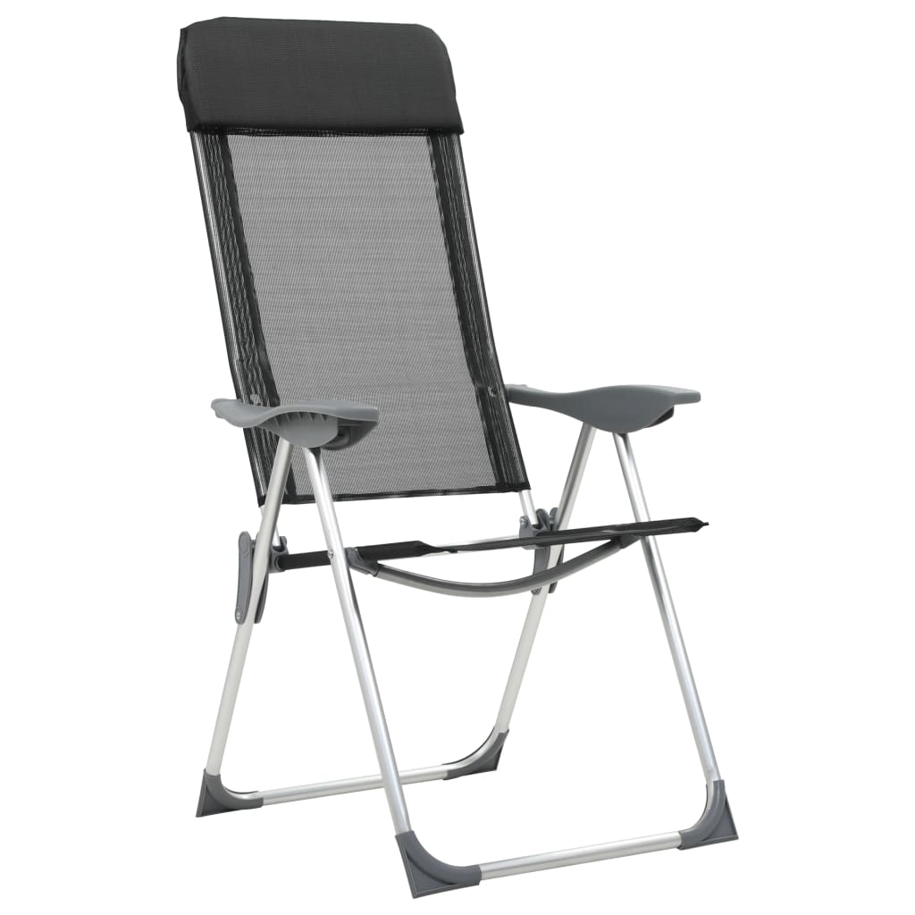 VidaXL Campingstoelen inklapbaar aluminium zwart 2 st