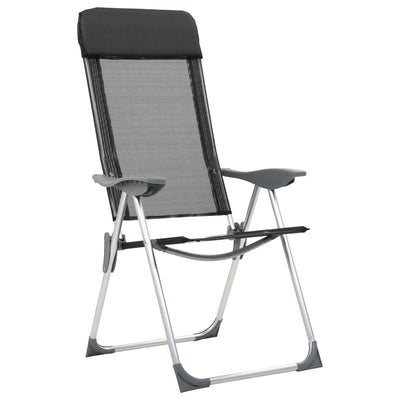 VidaXL Campingstoelen inklapbaar aluminium zwart 2 st