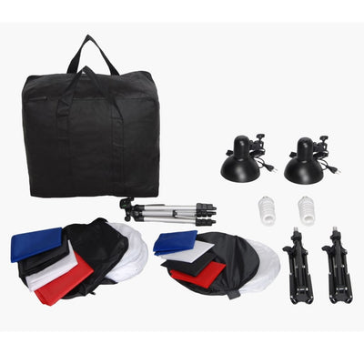 VidaXL Minifotostudio met 8 achtergronden, 3 statieven en 2 lampen