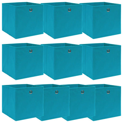 VidaXL Opbergboxen 10 st 32x32x32 cm stof babyblauw