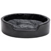 VidaXL Hondenmand 69x59x19 cm pluche en kunstleer zwart en donkergrijs