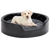 VidaXL Hondenmand 69x59x19 cm pluche en kunstleer zwart en donkergrijs