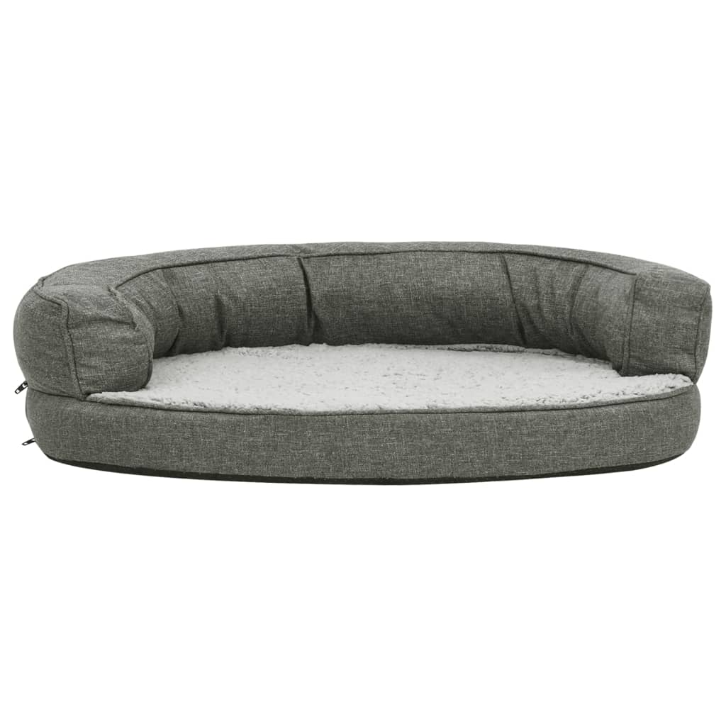 VidaXL Hondenbed ergonomisch linnen-look 75x53 cm fleece grijs