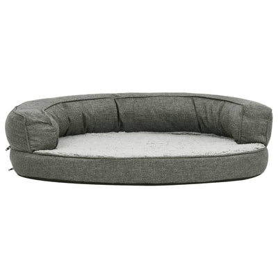 VidaXL Hondenbed ergonomisch linnen-look 75x53 cm fleece grijs