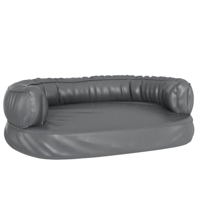 VidaXL Hondenmand met ergonomisch schuim 60x42 cm kunstleer grijs