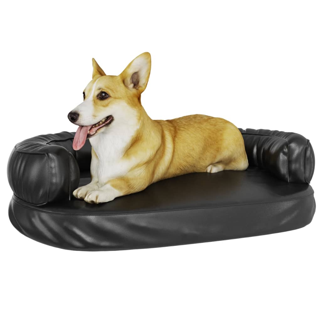 VidaXL Hondenmand met ergonomisch schuim 75x53 cm kunstleer zwart