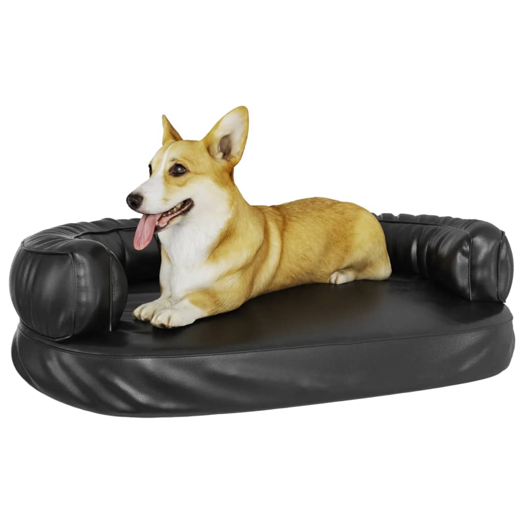VidaXL Hondenmand met ergonomisch schuim 88x65 cm kunstleer zwart