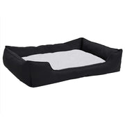 VidaXL Hondenmand linnen-look 85,5x70x23 cm fleece zwart en wit - afbeelding 2